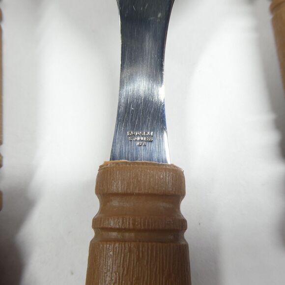 Grasoli Rustikal Germany Flatware Set 48pc Service for 12 MCM Faux Wood Handles - Picture 8 of 9